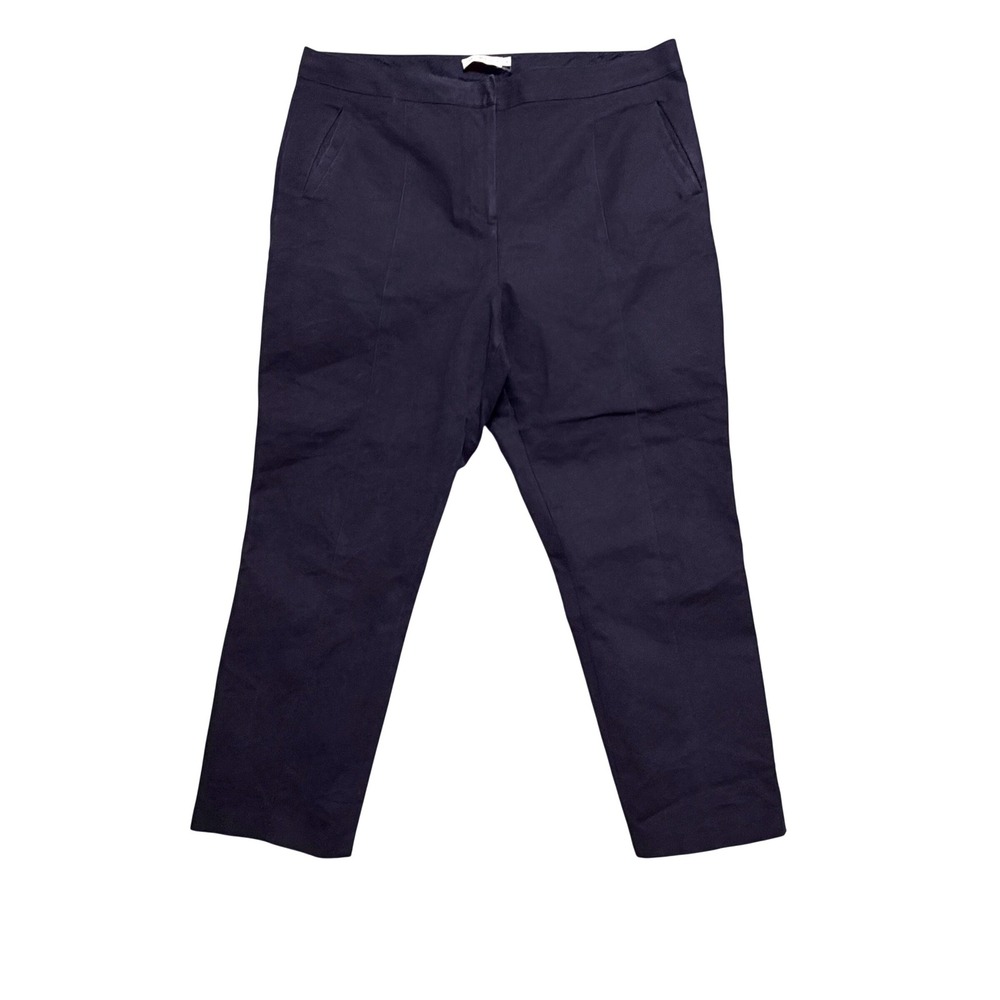 Tory Burch Philip Pant Womens 18 Navy Blue Ankle Straight Cotton Lyocell Stretch